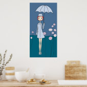 青い傘 ポスター (キッチン)