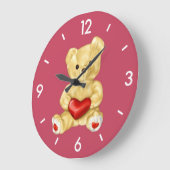 青い催眠かわいいテディベア ラージ壁時計 (傾斜)