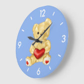 青い催眠かわいいテディベア ラージ壁時計 (傾斜)