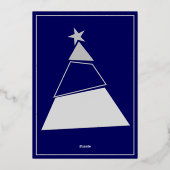 青い傾斜したツリーおもしろいとモダン写真 箔シーズンカード (裏面)