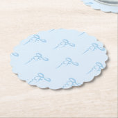 青い優美な弓パターンの男の子のシャワー ペーパーコースター (アングル)