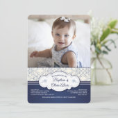 青い優雅の写真の招待状 招待状 (スタンド正面)