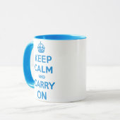 青い元のKeep Calm and Carry Onの信号器のマグ マグカップ (正面左)