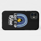 青い光で照らそう 虹色 自閉症啓発 家族 Case-Mate iPhoneケース (裏面(横))