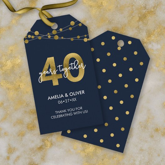 青い光のストリングス 40周年結婚記念日 ギフトタグ