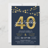 青い光のストリングス 40周年 結婚記念日 招待状 (正面)
