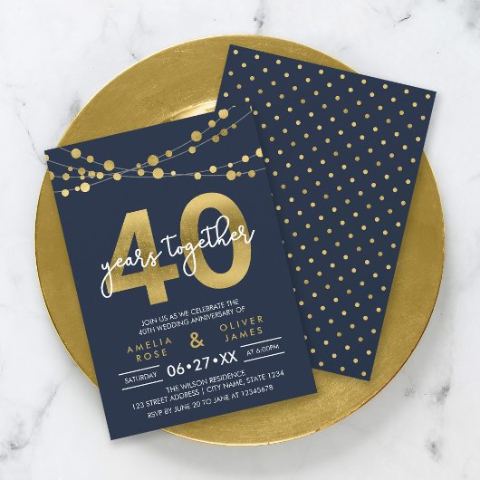 青い光のストリングス 40周年 結婚記念日 招待状