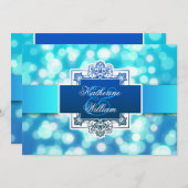 青い光のハープリハーサルディナー招待状 招待状 (正面/裏面)