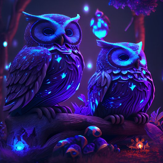 青い光の中の幻想のフクロウジグソーパズル ジグソーパズル