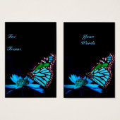 青い光の中の蝶 – 垂直ギフトラベル (正面&裏面)