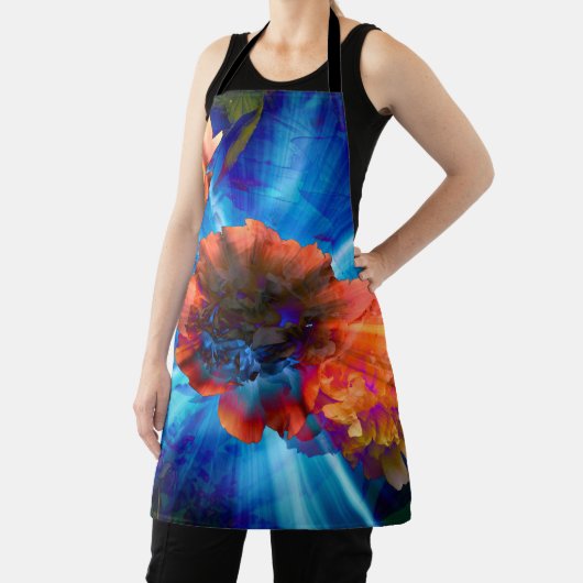 青い光の牡丹 エプロン (インサイチュ)