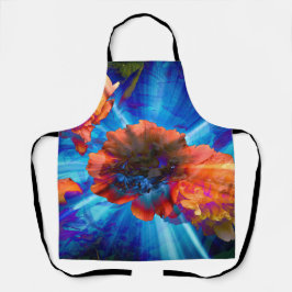 青い光の牡丹 エプロン