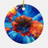 青い光の牡丹 セラミックオーナメント (裏面)