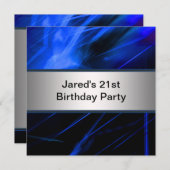 青い光の男の21歳の誕生日パーティー 招待状 (正面/裏面)