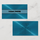 青い光沢があるステンレス鋼の金属4 名刺 (正面/裏面)