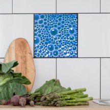 青い光沢で泡を付けた装飾4"タイル