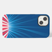 青い光線の赤と白の道 モバイル iPhoneケース (裏面横)