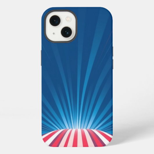 青い光線の赤と白の道 モバイル iPhoneケース (裏面)