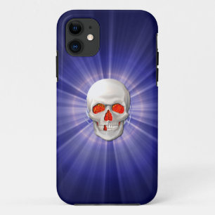 青い光輪を持つ死の天使 3D ドクロ iPhone 11 ケース