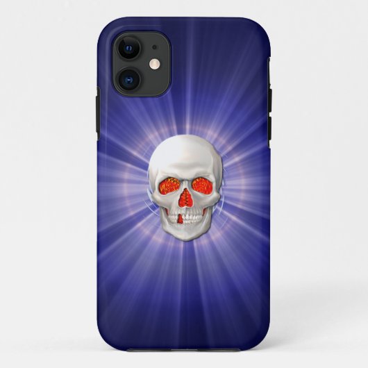 青い光輪を持つ死の天使 3D ドクロ Case-Mate iPhoneケース (裏面)
