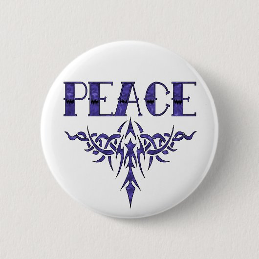 青い入れ墨の平和芸術 缶バッジ (正面)