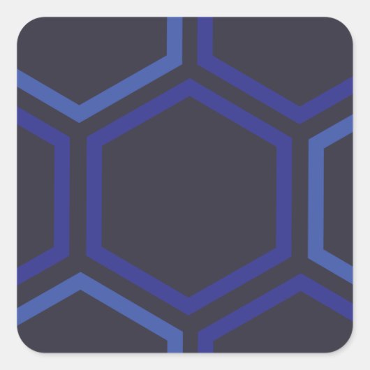 青い六角パターン スクエアシール (正面)