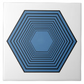 青い六角ファンネルのミニマル幾何学模様 タイル (正面)