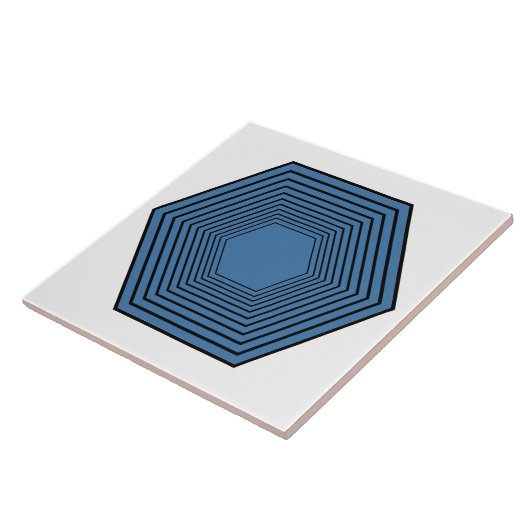 青い六角ファンネルのミニマル幾何学模様 タイル (側面)