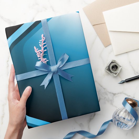 青い六角ラッピング紙 ラッピングペーパー