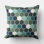 青い六角形のモザイクトレンディー クッション (正面)