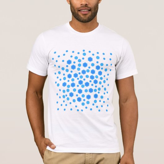 青い六角形パターン Tシャツ (正面)