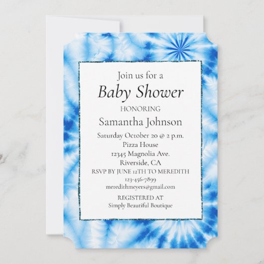 青い円のタイダイ 招待状 (正面)