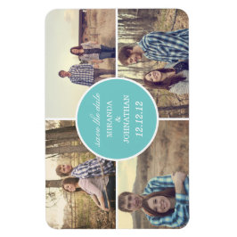 青い円のデザイン写真Save The Date Magnet マグネット