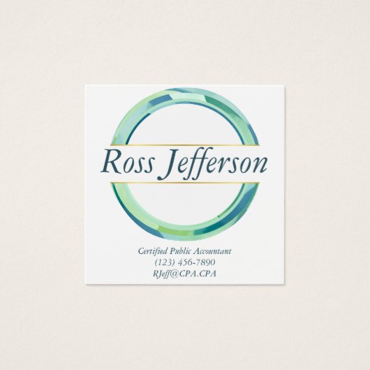 青い円のロゴ (正面)