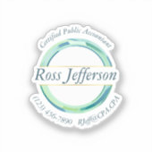 青い円のロゴ シール (正面)