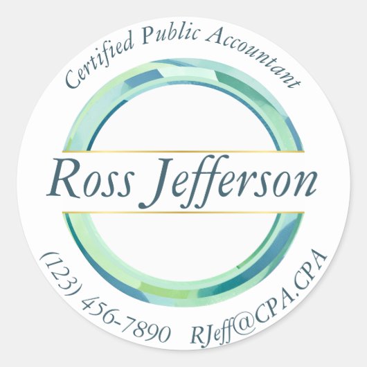 青い円のロゴ ラウンドシール (正面)