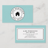 青い円の家のロゴの不動産の名刺 名刺 (正面/裏面)