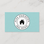 青い円の家のロゴの不動産の名刺 名刺 (正面)