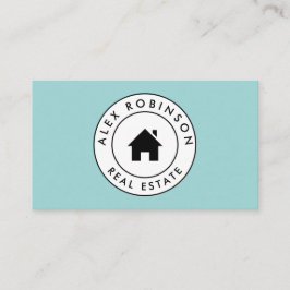 青い円の家のロゴの不動産の名刺 名刺