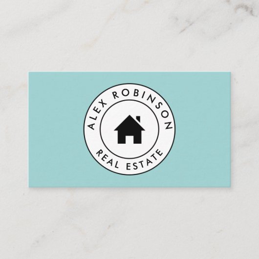 青い円の家のロゴの不動産の名刺 名刺 (正面)