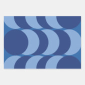 青い円の幾何学的 ラッピングペーパーシート (正面)