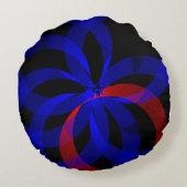 青い円の赤いアクセント丸い枕 ラウンドクッション (裏面)