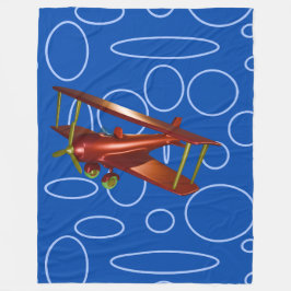青い円の赤い飛行機 フリースブランケット