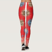 青い円を持つ赤い背景のデザイン レギンス (裏面)