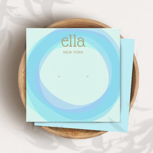 青い円スタッドイヤリングディスプレイカードスクエア