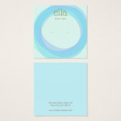 青い円スタッドイヤリングディスプレイカードスクエア (正面&裏面)