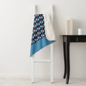 青い円パッチワーク花模様イニシャル シェルパブランケット (インサイチュ)