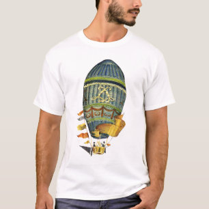 青い円柱熱気の気球 Tシャツ