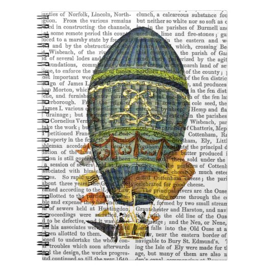 青い円筒形ホットエアバルーン ノートブック (正面)