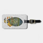 青い円筒形ホットエアバルーン ラゲッジタグ (正面横)